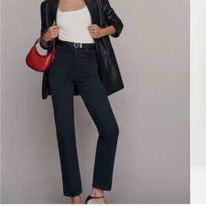 Reformation Cynthia High Rise Straight Jeans Black - Size 31